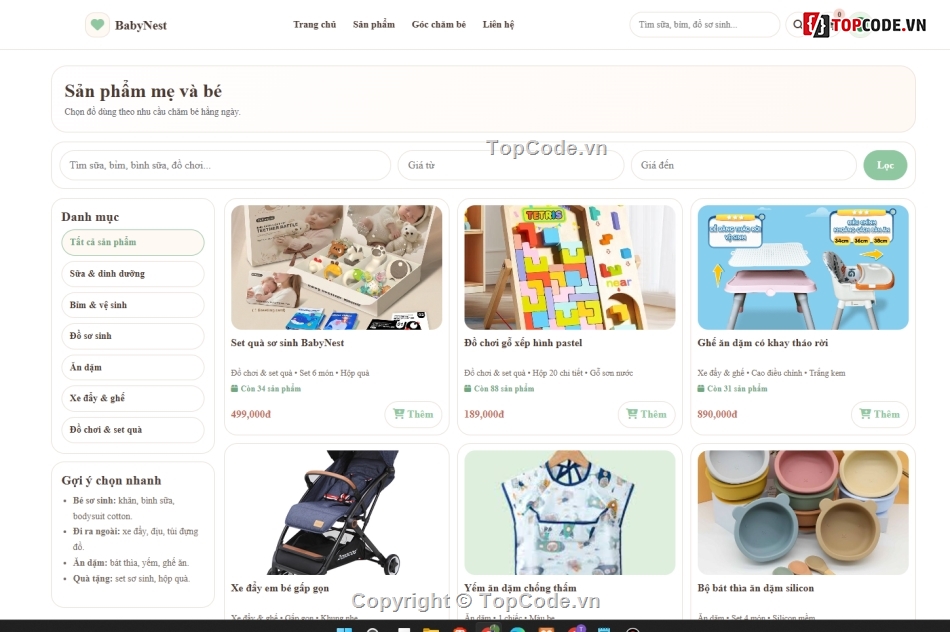 web mẹ và bé,shop mẹ và bé,web shop